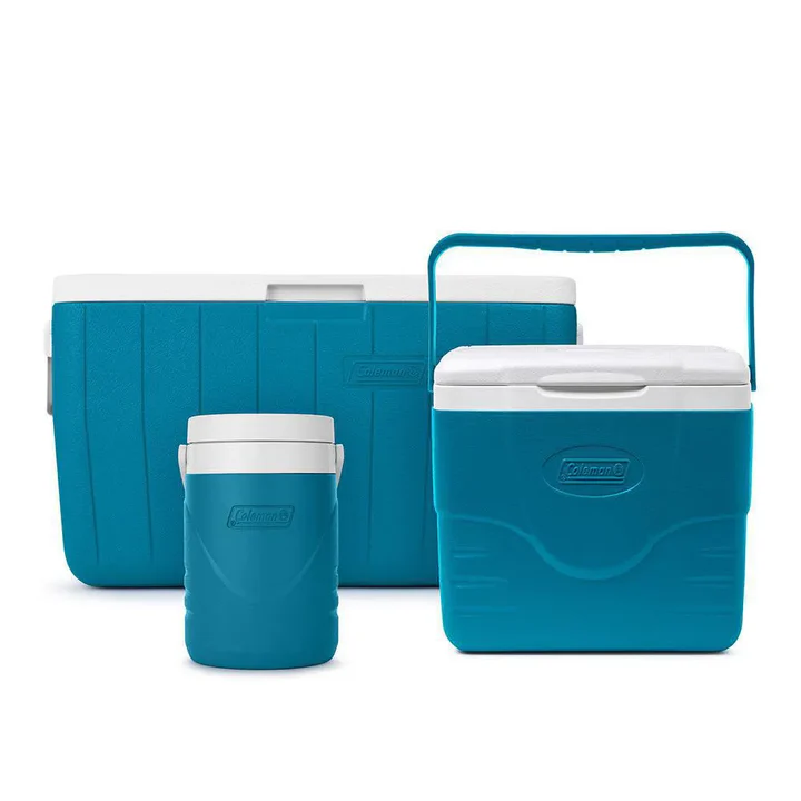 Combo Hieleras Chiller Coleman 5248, 48 QT, 9 QT Y 1 G, Azul Con Blanco